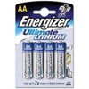 Energizer Ultimate AA Batteries, 1.5 volt Lithium, Pack of Four.