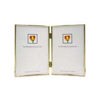 Dennis Daniels Narrow Channeled Square Corner Double Vertical Metal Frame for Two 5" x 7" Photographs, Color: Brass.