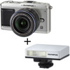 Olympus E-P1 Pen, Interchangeable Lens Digital Camera Kit, with 14mm-42mm f/3.5-5.6 ED Black Lens, Silver Body, & Olympus FL-14, Shoe Mount Compact Flash