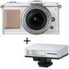 Olympus E-P1 Pen, Interchangeable Lens Digital Camera Kit, with 14mm-42mm f/3.5-5.6 ED Silver Lens, 12.3 Megapixel, 3" Live View LCD, White Body, & Olympus FL-14, Shoe Mount Compact Flash