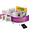 Olympus FE-46 12 MP Digital Camera, Light Pink, "Crayola Coloring Set" with Silver Metallic Case, 64ct. Crayola Crayons, "Lights, Camera, Color! Code", & Colorable Craft Storage Box, 2 GB Micro SD Memory Card