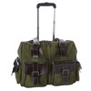 Jill.e Weatherproof Large Rolling Camera Notebook & Accessory Bag, Moss Green Suede with Brown Leather Trim