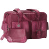 Jill.e Weatherproof Medium Pink Leather Camera Bag with Accented Crock Pattern Trim Exterior, Velcro Divider Interior.
