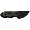 Ontario Knife Little Bird Series, Fixed Blade Knife with 1.75" Black Powder Coated Steel Blade, & Black Micarta Handle, Overall Length 4.0".