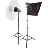 Interfit Photographic EX150 MKII Kit with Two 150 watt Second Monolight Flashes, with Umbrella, Softbox, Bulbs and Stands