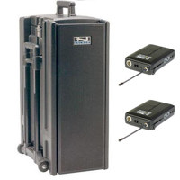 Anchor Audio Beacon Portable Sound System Deluxe Dual Receiver Package with Two WB 6000 Wireless Belt Pack Transmitters Two HBM TA4F Headband Microphones