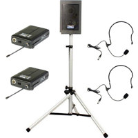 Anchor Audio Explorer Pro Portable Basic Sound System Dual Receiver Package with Two WB 6000 Wireless Belt Pack Transmitters Two EM TA4F Over the Ear Microphones