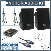 Anchor Audio EXP 7500U2 Wireless Receiver EXP 7501 Unpowered Companion Speaker SC 50NL Cable 2 x SS 550 Stand 2 x Lapel Mics Body Pack