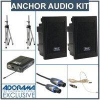 Anchor Audio EXP 7500U1 Wireless Receiver EXP 7501 Unpowered Companion Speaker SC 50NL Cable 2 x SS 550 Stand Lapel Mic Body Pack