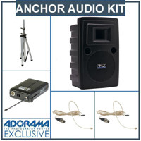 Anchor Audio LIB 7500MU2 Speaker with MP3 and Wireless Receiver SS 550 Speaker Stand 2 x Lapel Mics Body Pack