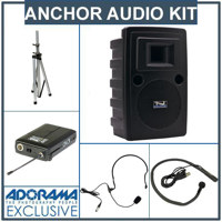 Anchor Audio LIB 7500MU2 Speaker with MP3 and Wireless Receiver SS 550 Speaker Stand 2 x Wireless Handheld Mics