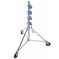 Avenger Strato Safe 209 Super Crank up Lightstand 5 Section with Pneumatic Tracking Wheels Chrome