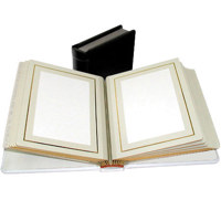 Adorama Classic Photo Album, White Leather Cover with Library Bound Black Pages, Holds 36 8" x 10" Prints