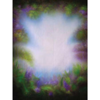 Adorama Belle Drape Scenic Series, 10' x 12' Painted Muslin Background, Style #914. Color: Purple with White Flowers, Hot Spot