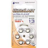 UltraLast Size #10 1.4v Zinc Air Hearing Aid Batteries, Spin Dial 6 Pack