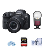 

Canon EOS R6 Mirrorless Camera with RF 24-105mm f/4-7.1 IS STM Lens - Bundle With Flas hpoint Zoom Li-on X R2 TTL On-Camera Round Flash Speedlight, 32GB UHS-II U3 SDHC Card, Cleaning Kit, Cloth