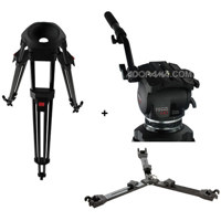 Cartoni Focus HD Fluid Head with 1 Stage Aluminum Tripod Mid Level Spreader and Soft Case Black
