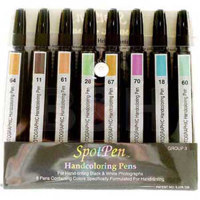 SpotPen Hand Coloring Pen Set #1 for Black & White Prints, Set of 8 Different Color Pens