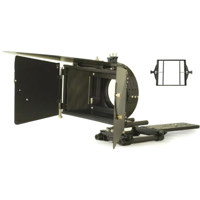 Cavision 5 x 5 Matte Box with Extra Large Hard Shade Two 5 x 5 One Universal Metal Filter Trays Rods Film Plate Rubber Adapter Ring MBR110