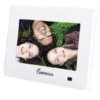 Impecca DFM-760 7" 3-in-1 Digital Photo Frame with 16:9 Aspect Ratio, Built in Speakers, Translucent Designer Border, Black