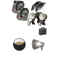 Dynalite RK4 2302 Kit with Two RP400 400Ws Road Power Pack Three MH2015 Road Flash Head and Two Umbrellas Bundle with Westcott 40 5 in 1 Collapsible Reflector Dynalite Parabolic Reflector 10