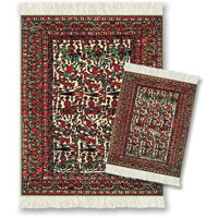 Fiberlok Tabriz Heriz MouseRug & CoasterRug 2 Piece Matching Set, Hand Washable Mouse and Coaster Pads & Desk Protectors