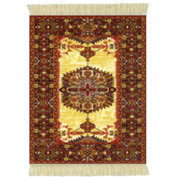 Fiberlok 4 Piece Set Ivory Gold Feraghan CoasterRugs, Hand Washable Coaster Pad & Desk Protector.