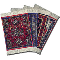 Fiberlok 4 Piece Set Oriental Assortment of CoasterRugs  Hand Washable Coaster Pads &amp Desk Protectors.