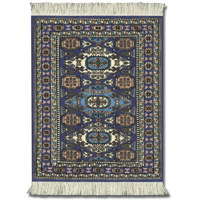 Fiberlok 4 Piece Set Ardabil CoasterRugs, Hand Washable Coaster Pad & Desk Protector.