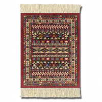 Fiberlok 4 Piece Set Bokhara CoasterRugs, Hand Washable Coaster Pad & Desk Protector.