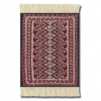 Fiberlok 4 Piece Set Silk Medallion CoasterRugs, Hand Washable Coaster Pad & Desk Protector.