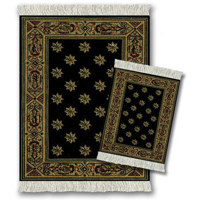 Fiberlok Kuba Oriental MouseRug & CoasterRug 2 Piece Matching Set, Hand Washable Mouse and Coaster Pads & Desk Protectors