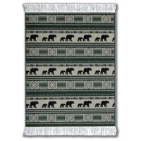 Fiberlok 4 Piece Set Woolrich Green Rock Bears CoasterRugs, Hand Washable Coaster Pad & Desk Protector.