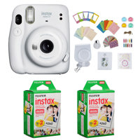 

Fujifilm Instax Mini 11 Instant Camera (Ice White) Bundle with Case, 2X Fuji Instax Mini Instant Film Twin Pack - 40 Sheets (White), Color Filters, Stickers, Frames, Photo Album and Accessory Kit