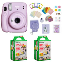 

Fujifilm Instax Mini 11 Instant Camera (Lilac Purple) Bundle with Case, 2X Fuji Instax Mini Instant Film Twin Pack - 40 Sheets (White), Color Filters, Stickers, Frames, Photo Album and Accessory Kit