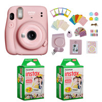 

Fujifilm Instax Mini 11 Instant Camera (Blush Pink) Bundle with Case, 2X Fuji Instax Mini Instant Film Twin Pack - 40 Sheets (White), Color Filters, Stickers, Frames, Photo Album and Accessory Kit