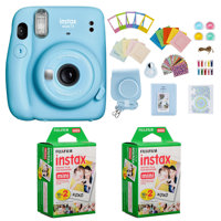 

Fujifilm Instax Mini 11 Instant Camera (Sky Blue) Bundle with Case, 2X Fuji Instax Mini Instant Film Twin Pack - 40 Sheets (White), Color Filters, Stickers, Frames, Photo Album and Accessory Kit