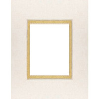MCS Beveled / Double Mat for 3-1/2" x 5" Photos, Natural Linen with Gold Inner Border.