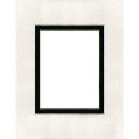 MCS Beveled / Double Mat for 4" x 6" Photos, Natural Linen with Hunter Green Inner Border.