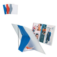 Itoya Pop-Up Easel Profolio Presentation / Display Book, 8.5" x 11", Twelve Pages with White Insert Sheets, Color: Semi-translucent White Covers with Red Easel Stand.