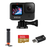 

GoPro GoPro HERO9 Black, Waterproof Action Camera, 5K/4K Video, Basic Bundle with Floating Hand Grip, 32GB microSD Card, Card Reader