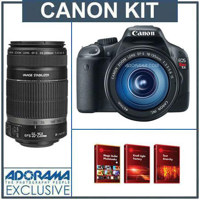 Canon EOS Rebel T2i DSLR Black Camera with EF S 18 135mm f35 56 IS Lens EF S 55 250mm f4 56 IS Lens FREE Red Giant Adorama Production Bundle for PCMac a 59900 Retail Value