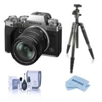 

Fujifilm X-T4 Digital Camera with XF 18-55mm f/4 R OIS WR Lens, Silver, Bundle with Vanguard VEO 2 Aluminum Tripod