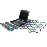 Iogear 16 Port 17 inch LCD Combo KVM Switch with 16 USB KVM and 1 PS2 Cables