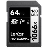 

Lexar SILVER Series Professional 1066x 64GB SDXC UHS-I Memory Card, 160MB/s Read, 70MB/s Write