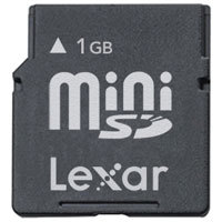 Lexar 1 GB Mini Secure Digital (miniSD) Memory Card.