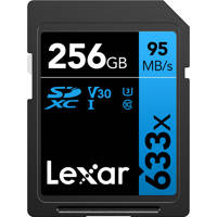 

Lexar 256GB Professional 633x Class 10 UHS-I U3 SDXC Memory Card, 95MB/s Read Speed, 45MB/s Write Speed