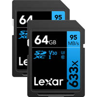 

Lexar 64GB Professional Class 10 UHS-I U1 633x SDXC Memory Card, 2 Pack