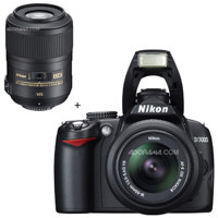 Nikon D3000 DSLR Camera with 18 55mm f35 56G ED AF S DX VR Lens and 85mm f35G AF S DX Micro ED VR II Lens USA Warranty