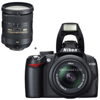 Nikon D3000 DSLR Camera with 18 55mm f35 56G ED AF S DX VR Lens and Nikon New 18mm 200mm f35 56G ED IF AF S DX VR II Wide Angle Telephoto Zoom Nikkor Lens USA Warranty